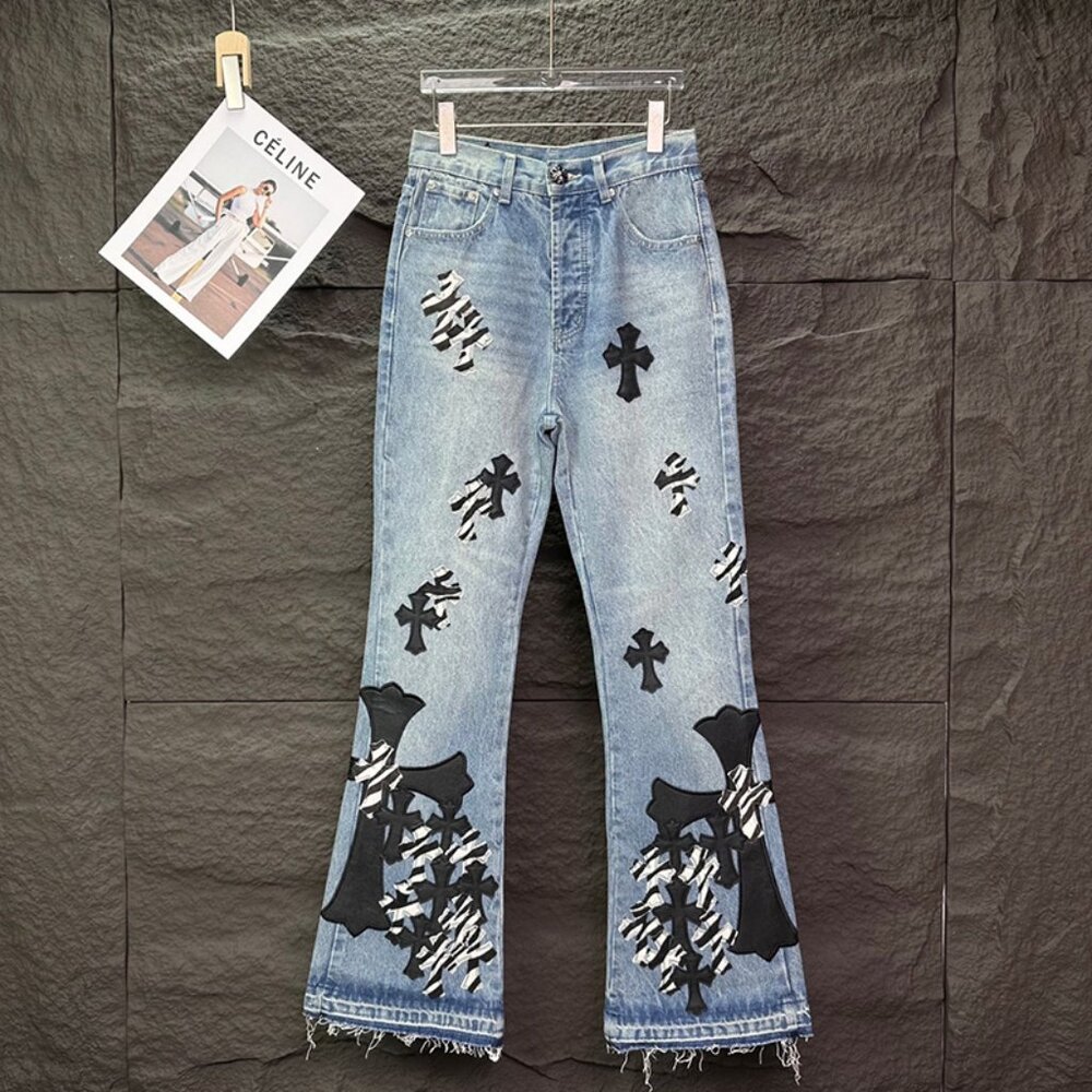 Chrome Hearts Retro Zebra Print Bootcut Jeans